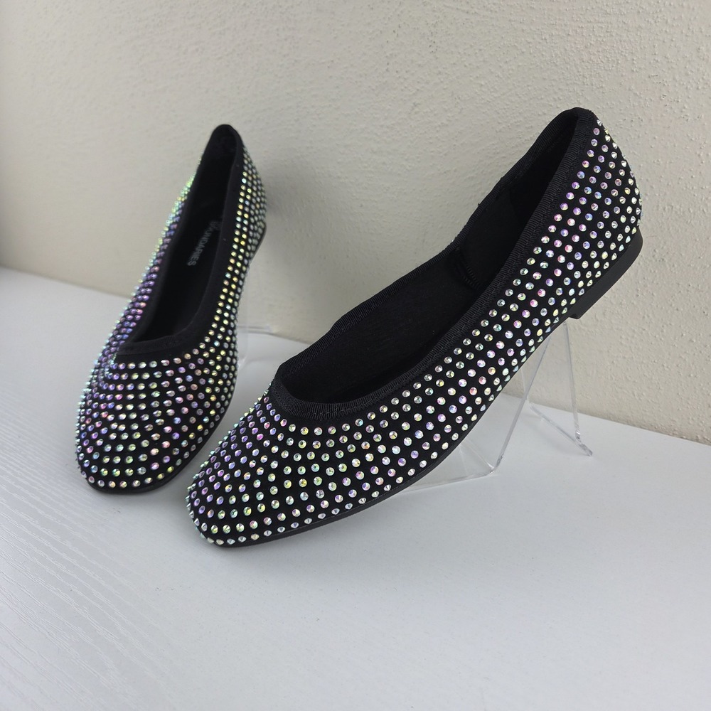 No Boundaries Rhinestone Ballet Flats Black Women's Size 7 NWOT